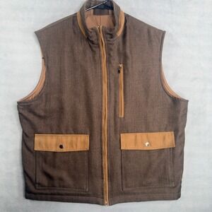 Cutter & Buck Mens‎ Reversible Full Zip Vest Tan Trim Outdoor L